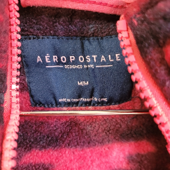 Aeropostale Pink Aztec Print 1/4 Zip Fleece Jacket Size Medium - Picture 3 of 4